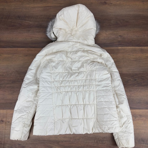Columbia Thermal Coil Puffer Jacket Womens Large Cream Faux Fur Hood Winter Coat - Picture 5 of 5